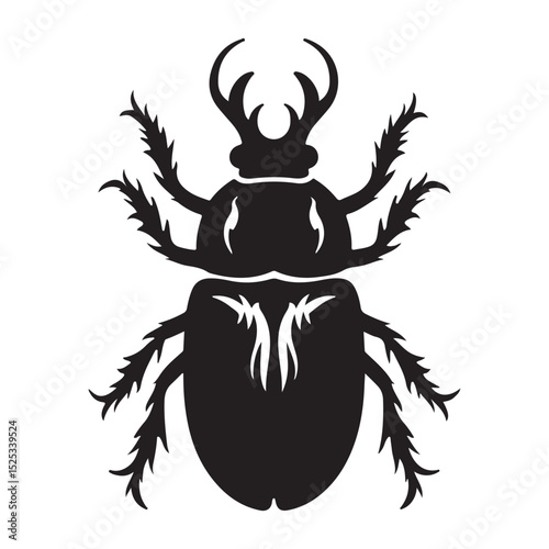 Black beetle vector illustration with tribal tattoo style and insect silhouette design