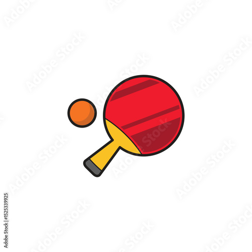 Ping pong paddle and ball icon illustration