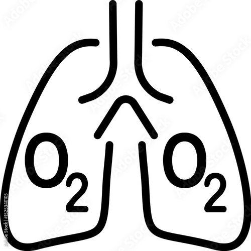 Lung icon with oxygen symbol