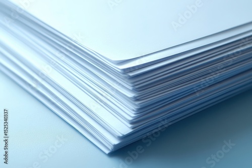 Stack of Blank Paper Sheets on a Light Background in Soft Focus