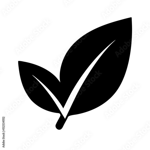 Leaf icon vector black minimal leaf silhouette for clean eco and nature designs