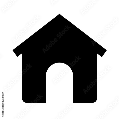 Black dog shelter icon vector minimalist pet home icon for animal protection