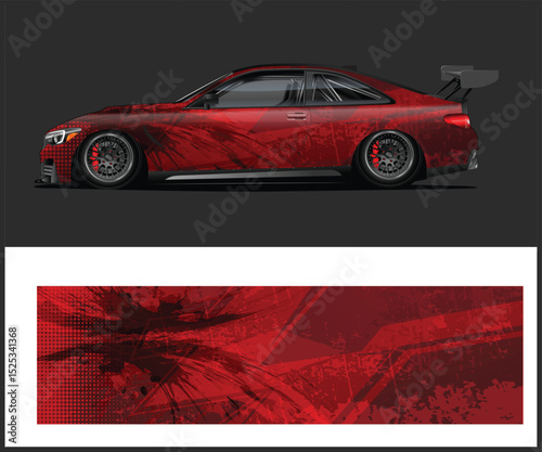 Red Abstract Design for Sports Car Wrap and Vinyl