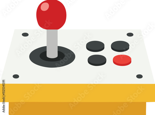 Retro arcade joystick controller with red ball top and buttons for classic gaming experience vector illustration 