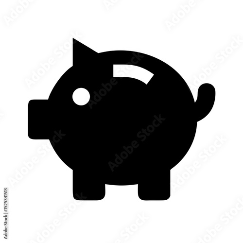 Piggy bank icon vector black flat savings and finance symbol for money saving apps
