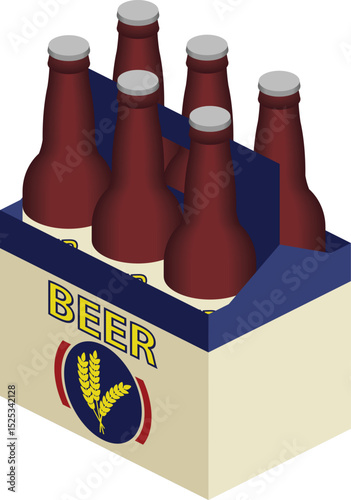 Isometric Beer Bottle Six Pack