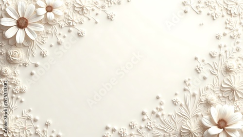 Elegant White Floral Frame with Pearls