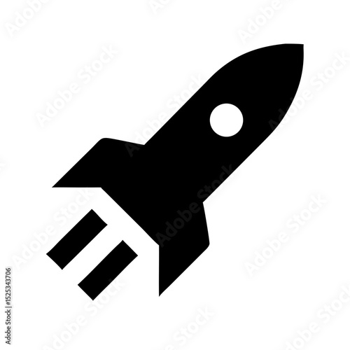 Black space rocket icon vector flat illustration of launch silhouette