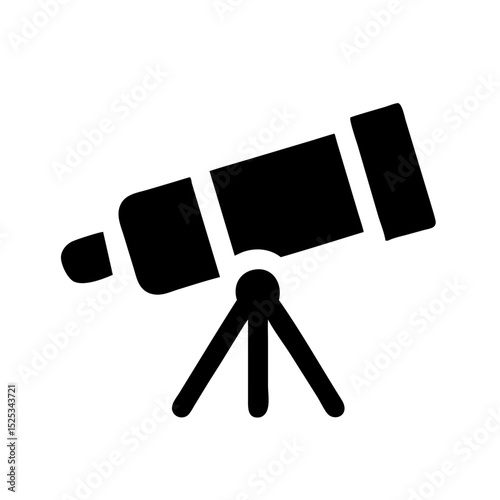 Black astronomy telescope icon vector silhouette for skywatching and science
