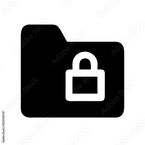 Locked folder icon vector black digital file protection symbol