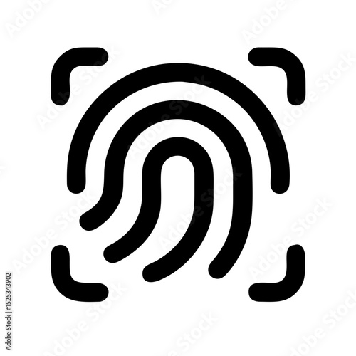 Black biometric security icon flat fingerprint vector for identity