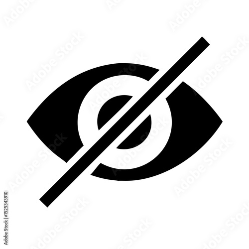 Privacy eye block icon vector black symbol for hidden or private view