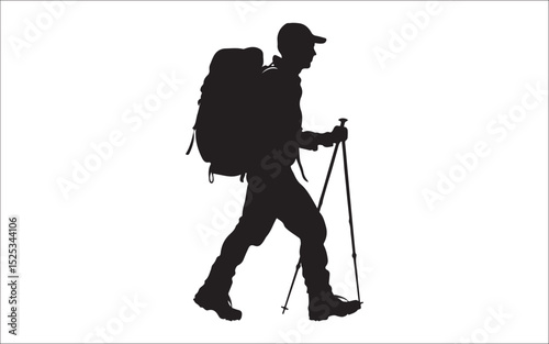 hiking silhouette vector. hiking, camping, trekking, backpacking, outdoors, nature, mountain, adventure, forest, wilderness