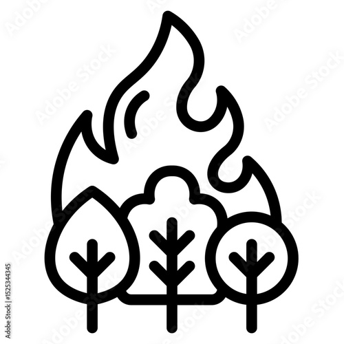 Forest fire icon in vector illustration
