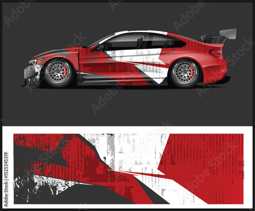 Red and Black Abstract Race Car Wrap Design