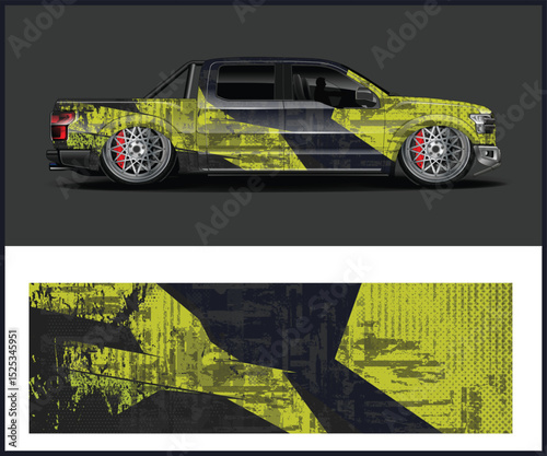 Custom Truck Wrap Design with Abstract Grunge Pattern
