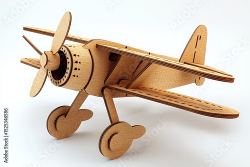 Wooden Model Airplane with Intricate Design and Vintage Aesthetic