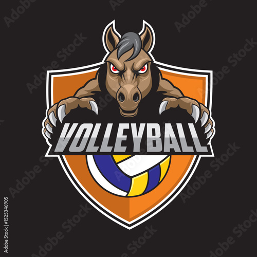 volleyball club logo horse vector illustration design