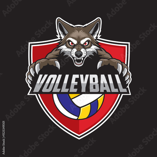 volleyball club logo jackal vector illustration design