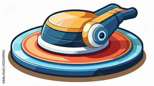 Round orbital buffer with soft foam pad and ergonomic handle. Ideal for car detailing. Captured in a flat lay with white background for a clean and modern vector scene.