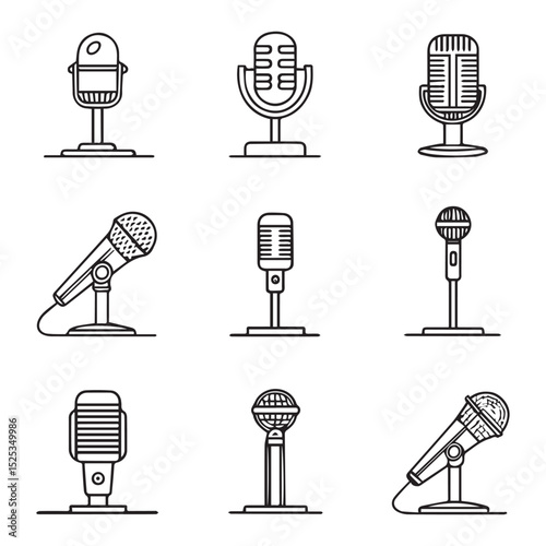 Microphone icon set. Different microphone collection. simple microphone vector illustration eps 10