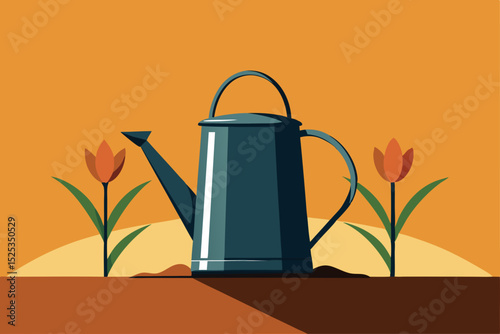 watering can and flowers