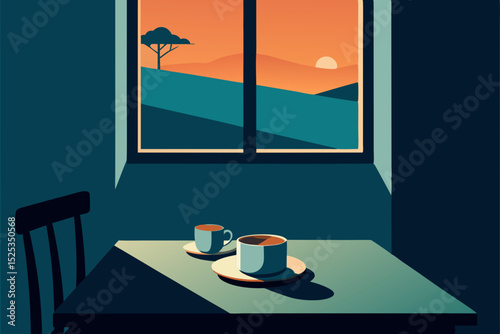 illustration of a table in a restaurant