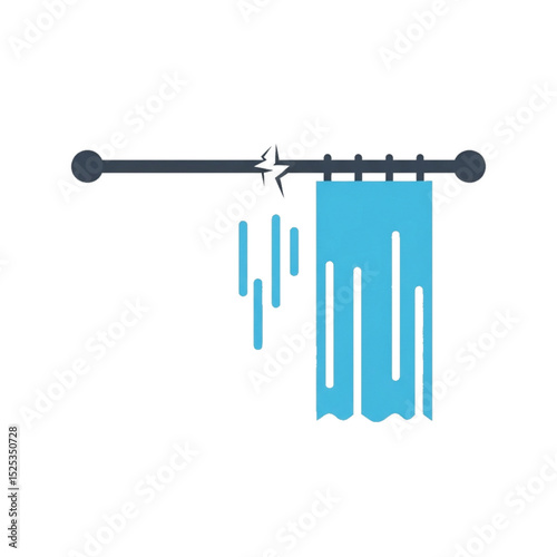 Wet curtains dripping water.