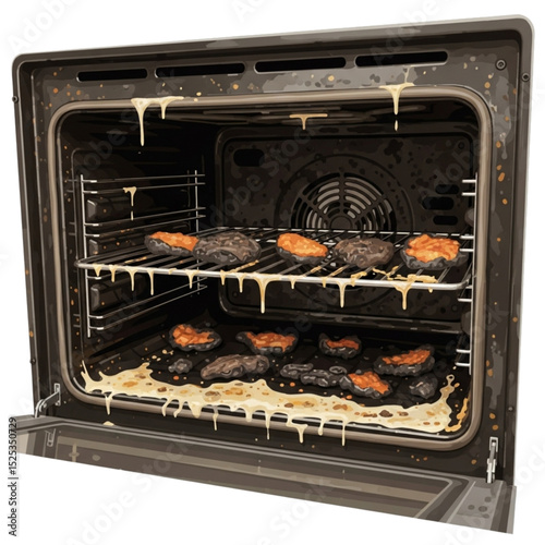 Burned food in oven.