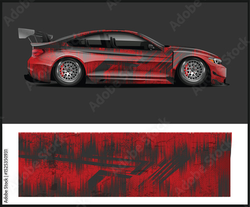 Red and Black Abstract Design on a Race Car