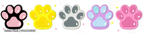 Set of painted antistress squishies of different colors, isolated on transparent background. Children's toy. Graphic illustration.