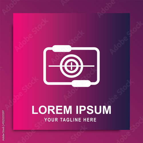Unique Camera Logo Design Vector Illustration Symbol with simple shape gradient color background suitable for business, digital, technology, fashion, company brand logo.