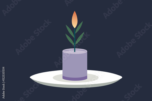 burning candle in a candlestick