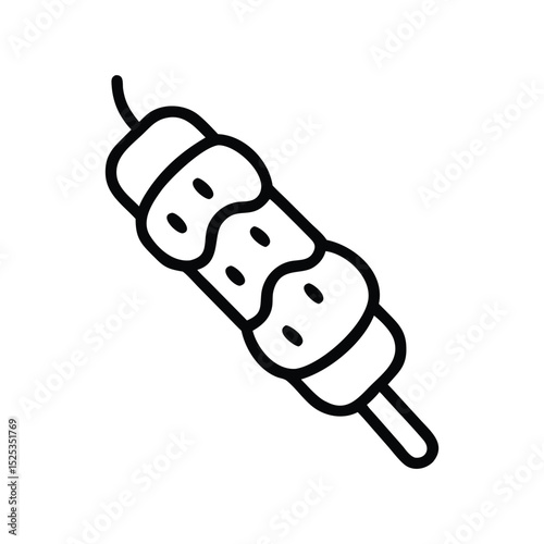 Delicious Meatball Skewer Icon in Black and White Outline Style
