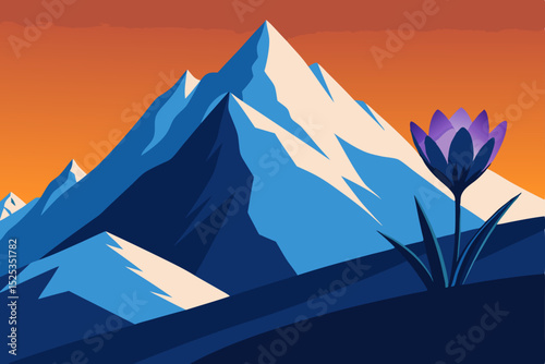 mountain landscape with sunset