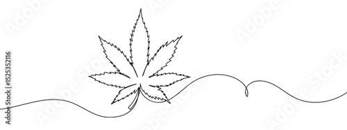 Continuous lines, marijuana leaves Vector art lines, transparent background, edit stroke.