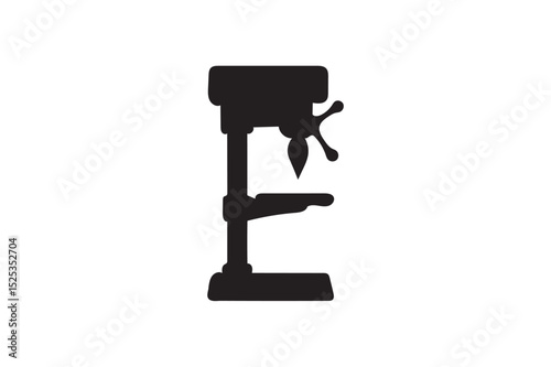 Drill press silhouette on white background.01