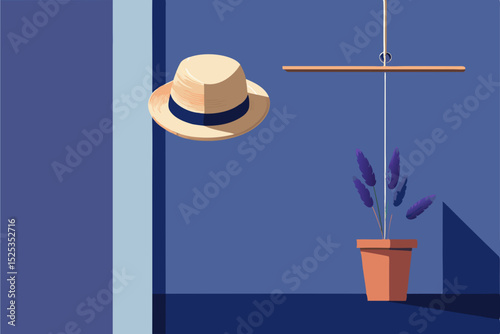illustration of a flower pot on the wall