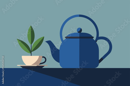 teapot with green tea