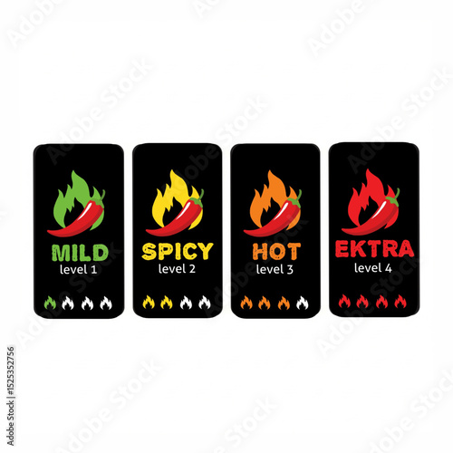 Spicy Heat Levels Mild to Extra Chili Pepper Scale