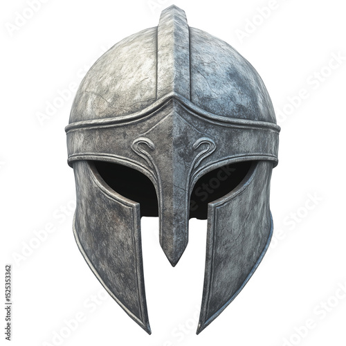 Ancient Greek Helmet - Weathered Stone Warrior Armor on Transparent Background