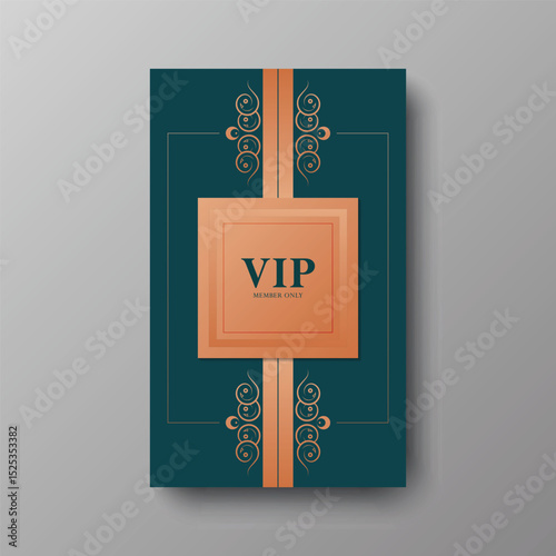 Elegant Ornamental VIP Invitation Card with Golden Accents Decoration