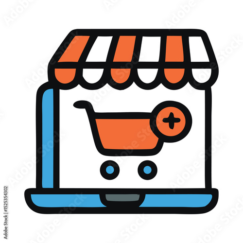Online shopping e-commerce icons, for online shopping experience. Suitable for web design, digital marketing and e-commerce related projects and presentations.