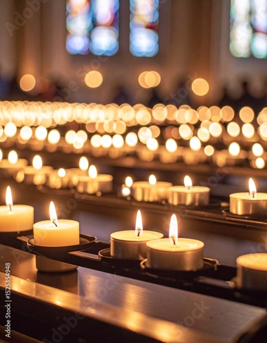 burning candles in church