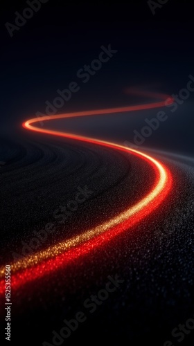 Glowing Trail  Abstract Red   Gold Light Streak on Dark Background  Cinematic  High Resolu