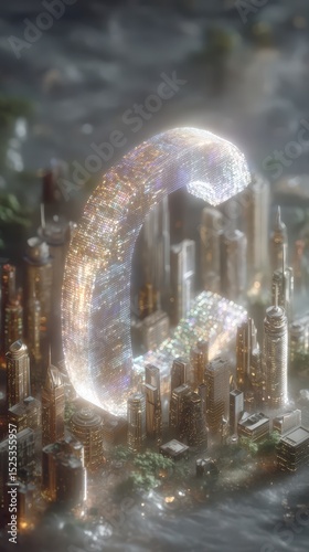 Glowing Cityscape Blockchain Ledger  Tokenization Investment Concept