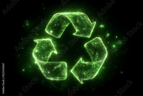Glowing Green Recycle Symbol  Eco Friendly  Sustainable  Environmental  Nature  Energy  Pl