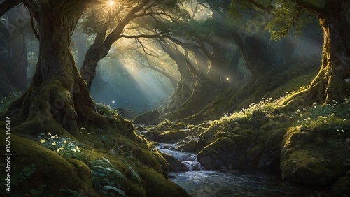 A majestically ethereal Elven forest