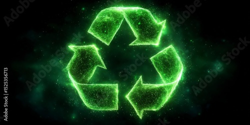 Glowing Green Recycle Symbol  Eco Friendly Energy  Sustainability Concept