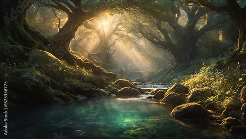A majestically ethereal Elven forest